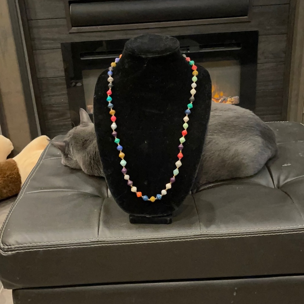 NWOT African multi-colored paper bead necklace from Uganda